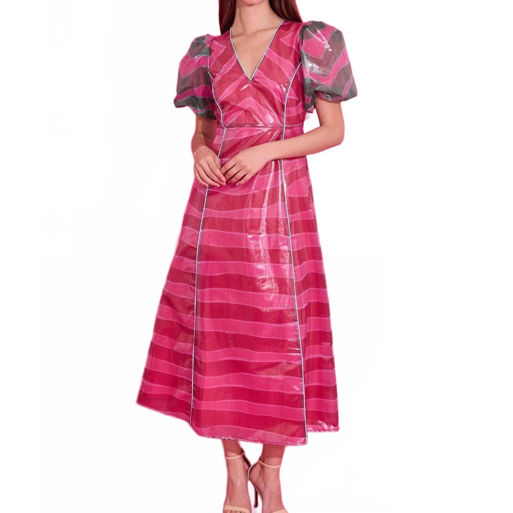 New Alden Adair Jillian Midi Dress In Ziggy Lipstick